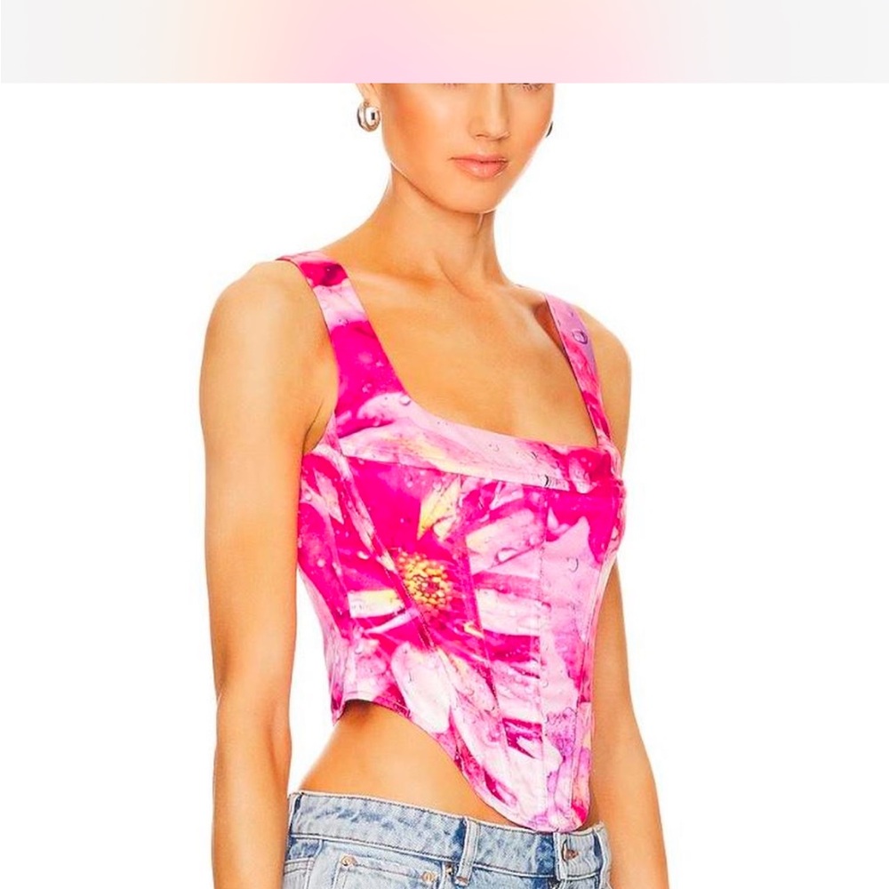 Miaou Pink Asymmetrical Bustier Crop Top